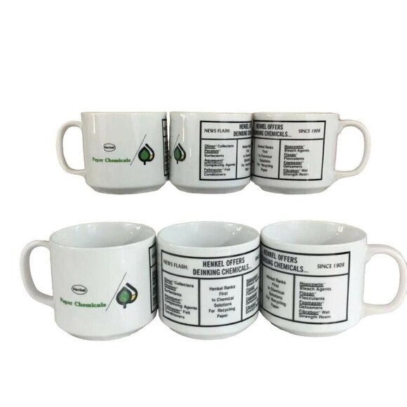 Henkel Paper Chemical Porcelain Coffee Tea Mugs Color Fades When Hot Set Of 6 - Picture 1 of 12